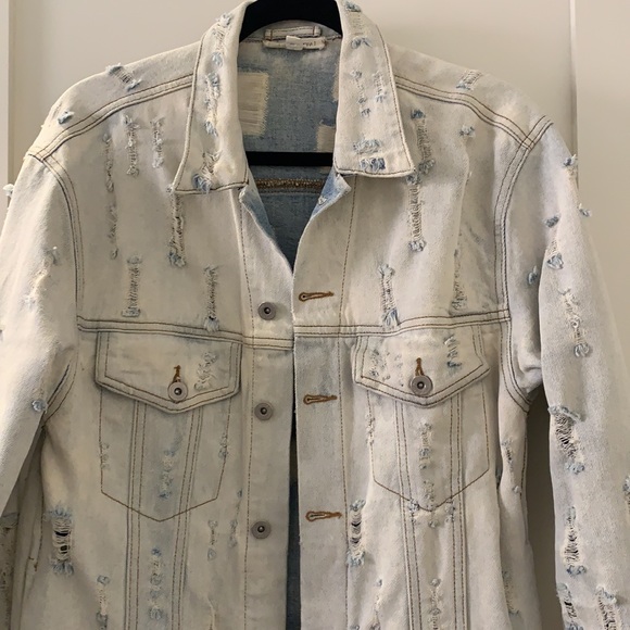 Distressed Denim Jacket Size Small - Picture 4 of 8